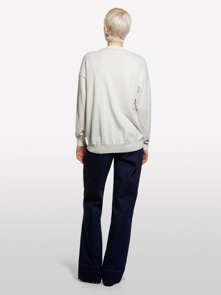 Dove gray oversize fit cardigan - women's cardigans - Beige | Sisley image number 2